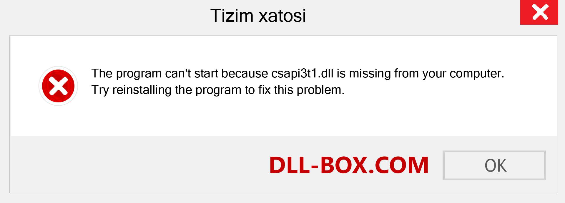 csapi3t1.dll fayli yo'qolganmi?. Windows 7, 8, 10 uchun yuklab olish - Windowsda csapi3t1 dll etishmayotgan xatoni tuzating, rasmlar, rasmlar